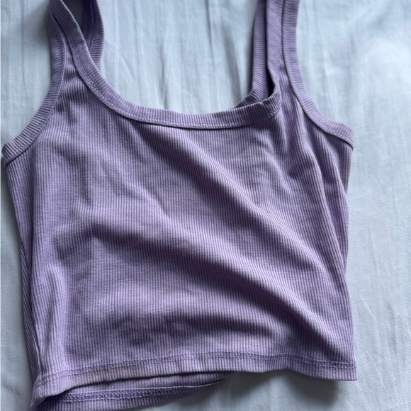 Women's Purple Ribbed Tank Top - Picture 2 of 2